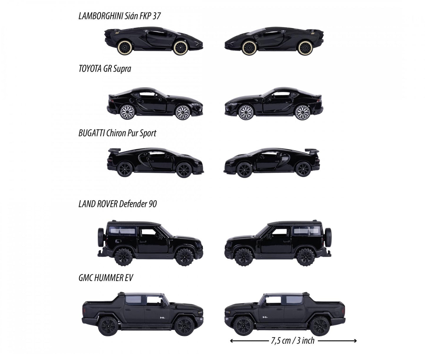 RIDE COOL - Black Edition - Pack de 5 Voitures Miniature - 1:64