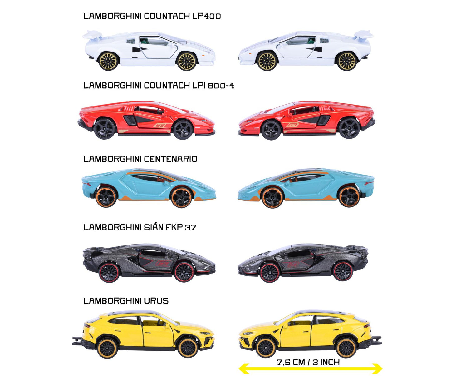 RIDE COOL - Lamborghini - Pack de 5 Voitures Miniature - 1:64