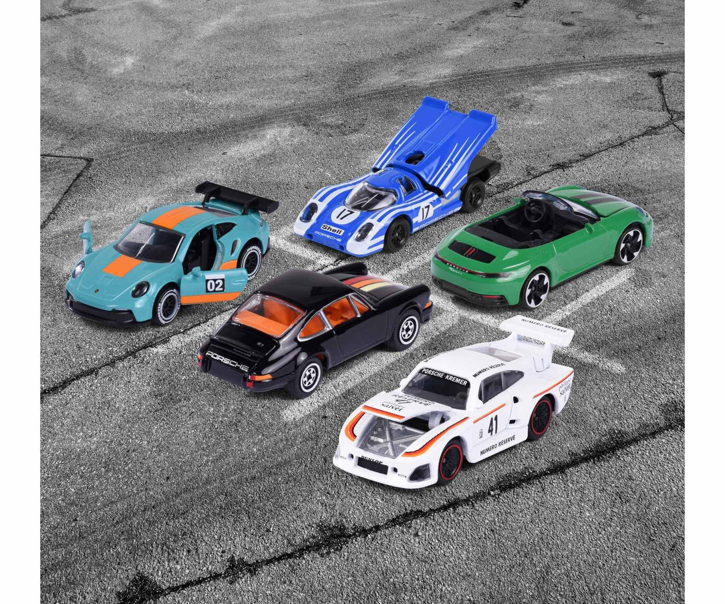 RIDE COOL - Porsche - Pack de 5 Voitures Miniature - 1:64