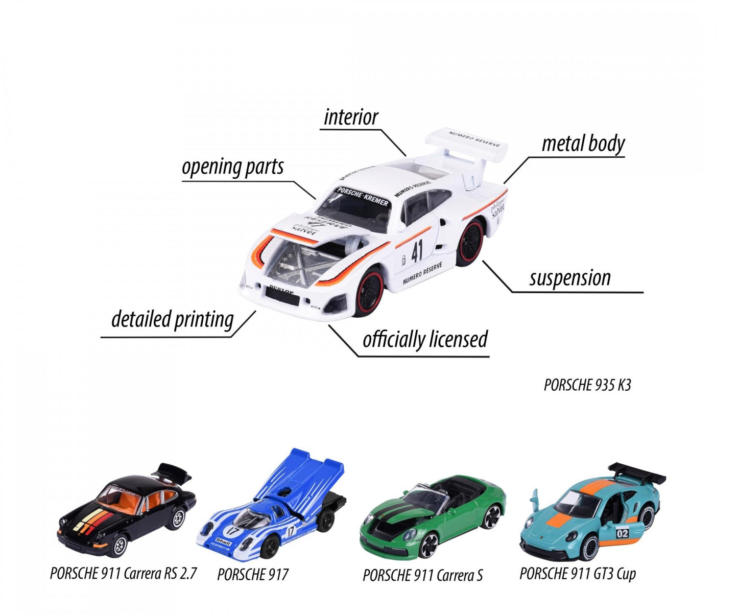 RIDE COOL - Porsche - Pack de 5 Voitures Miniature - 1:64