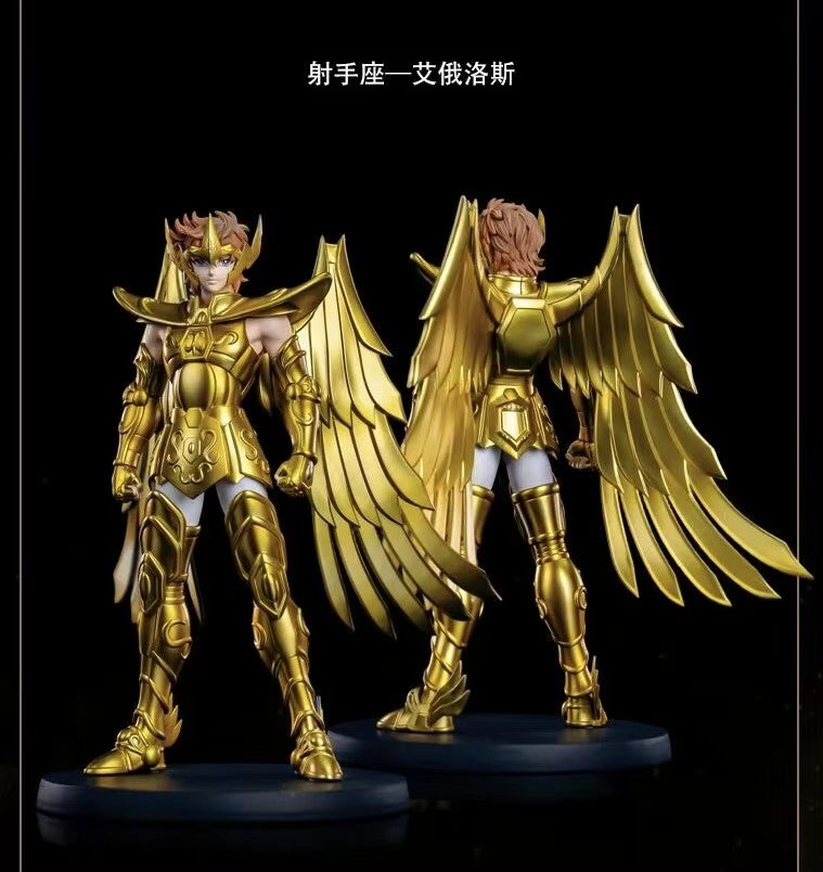 Figurine Zodiakos Saint Seiya Aiolos, chevalier du Sagittaire, en position dynamique, détails précis et couleurs vives.
