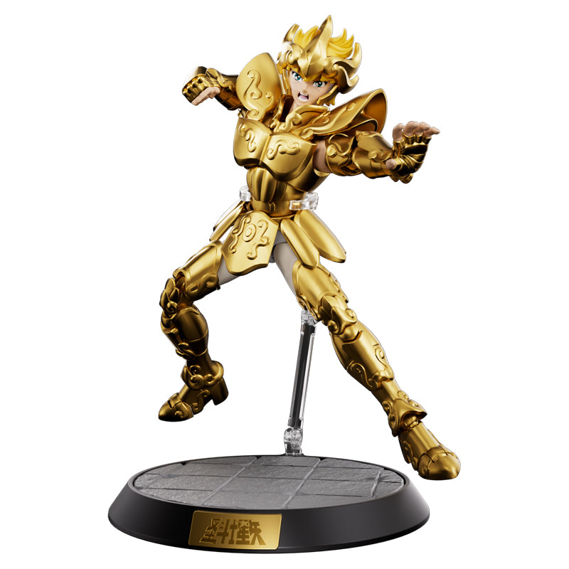 Kit de maquette Saint Seiya Aiolia Leo de Blokees, modèle de classe Champion, avec détails de la figurine en plastique coloré.