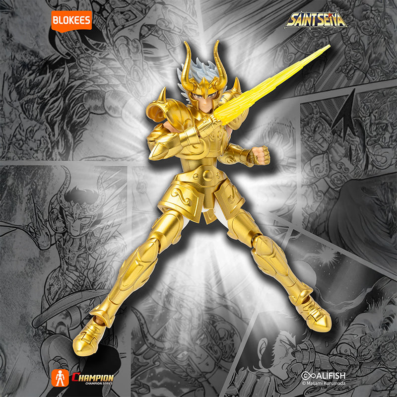 Kit de modèle Saint Seiya Blokees Champion Class Capricorn Shura, figurine détaillée de la collection Blokees.