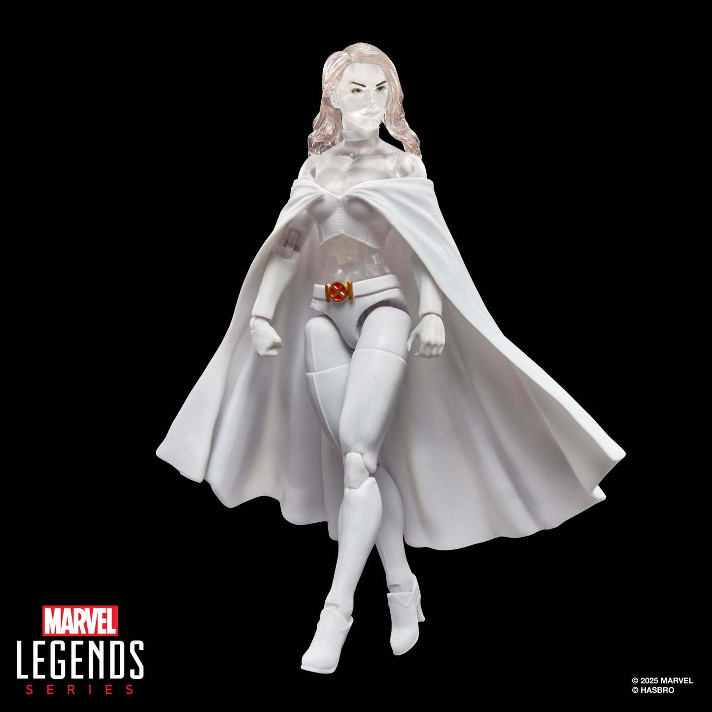 Figurine Emma Frost Marvel en forme de diamant, série Legends, 15cm, de la marque Hasbro, détail de la figurine en plastique coloré