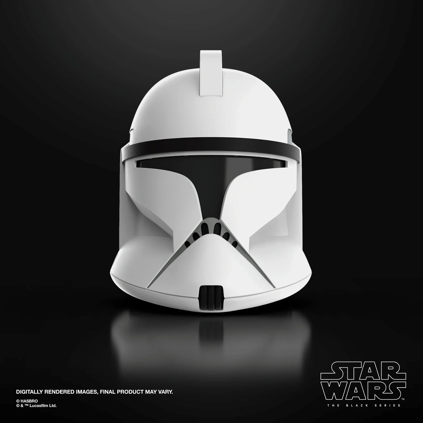 Casque électronique Soldat Clone Phase I de Star Wars en série Black, casque de jeu de rôle noir avec détails réalistes.