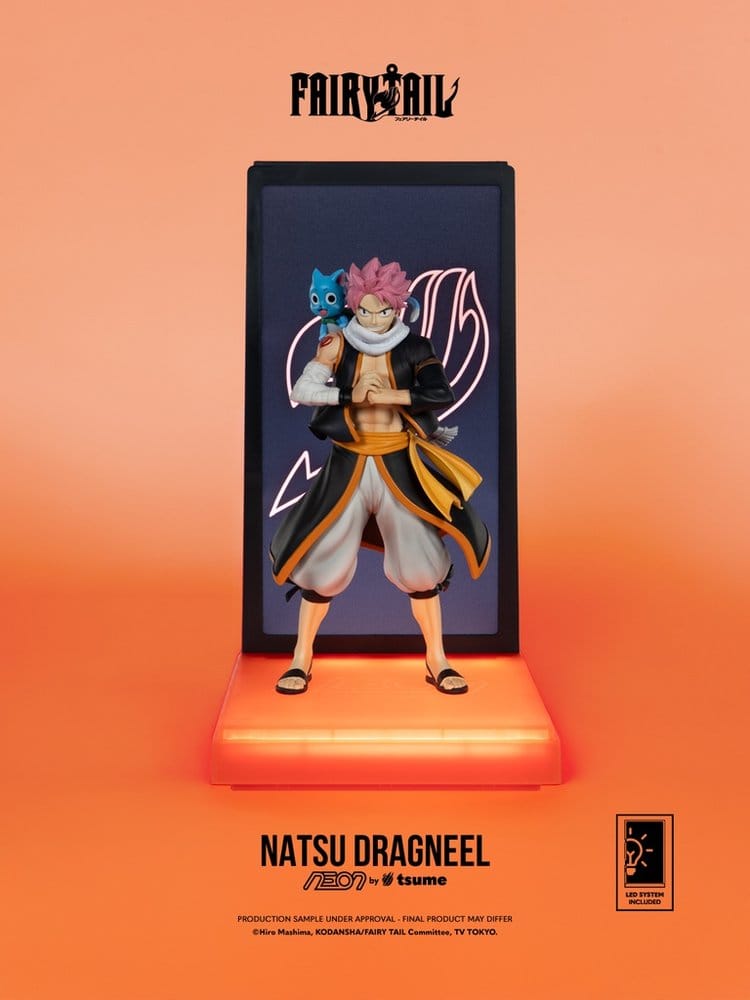 Figurine Natsu Dragneel Fairy Tail Neon de 25 cm de Tsume, figurine de collection détaillée du personnage.