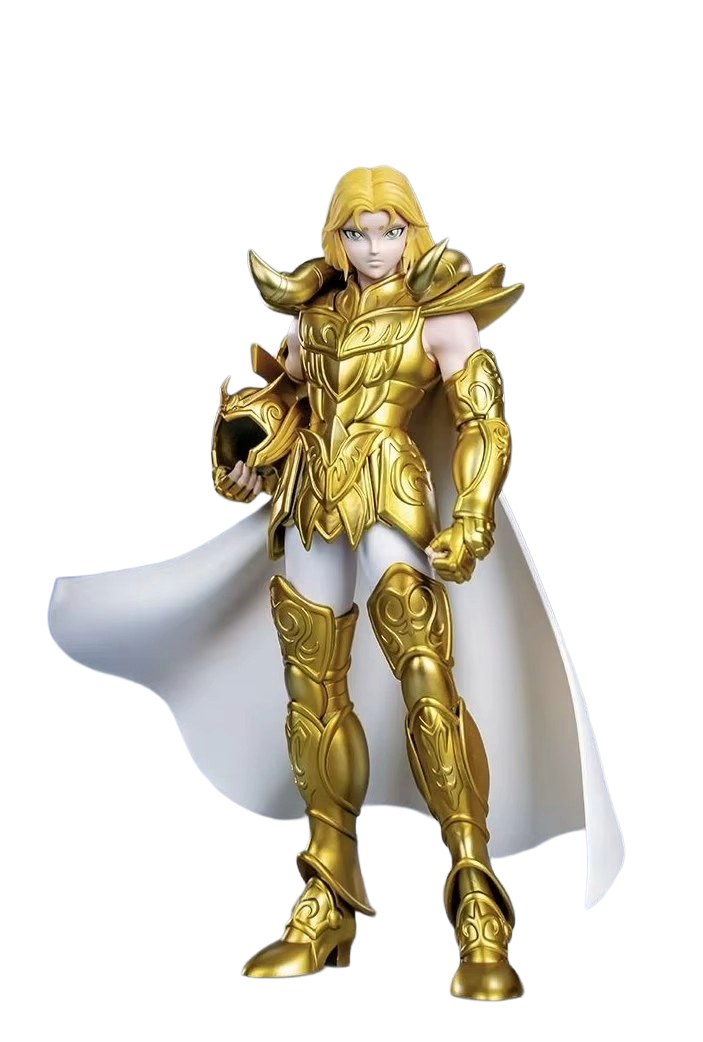 Figurine Mu du Bélier Saint Seiya Zodiakos, personnage de chevalier en armure, en position dynamique.