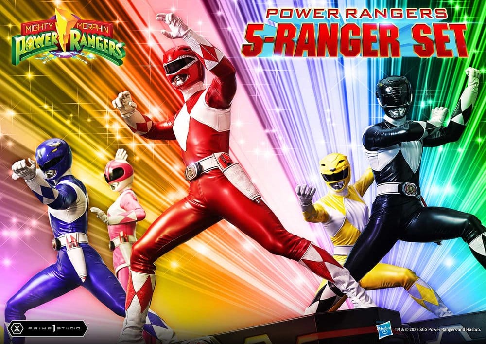 Mighty Morphin Power Rangers Premium Masterline Set de 5 statuettes 1/4 Deluxe Bonus Version 62 cm