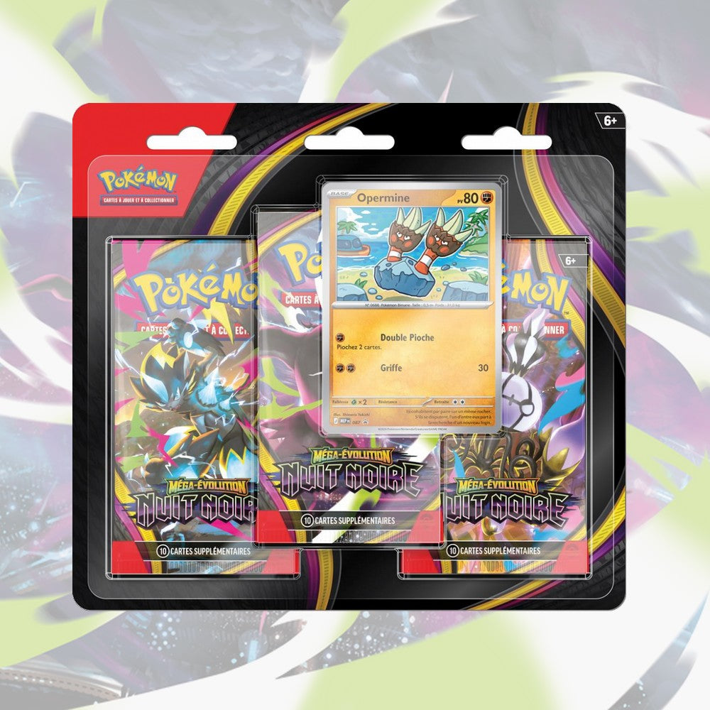 Pokémon - Tripack 3 Boosters - ME05 Méga-Évolution - Nuit Noire : Opermine