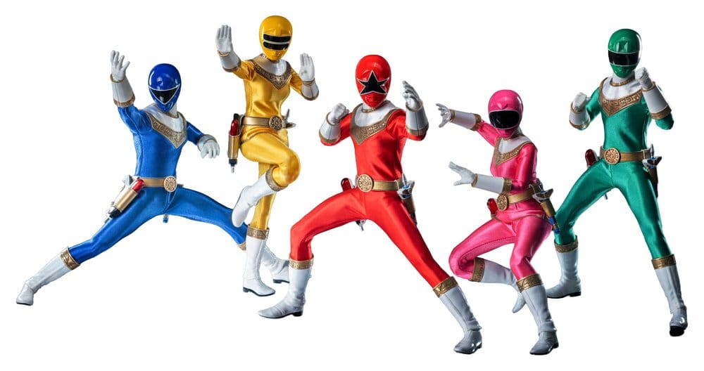 Figurines Pack FigZero Power Rangers Zeo, set de 5 figurines en échelle 1/6 de la marque Threezero, détails de personnages Power Rangers.