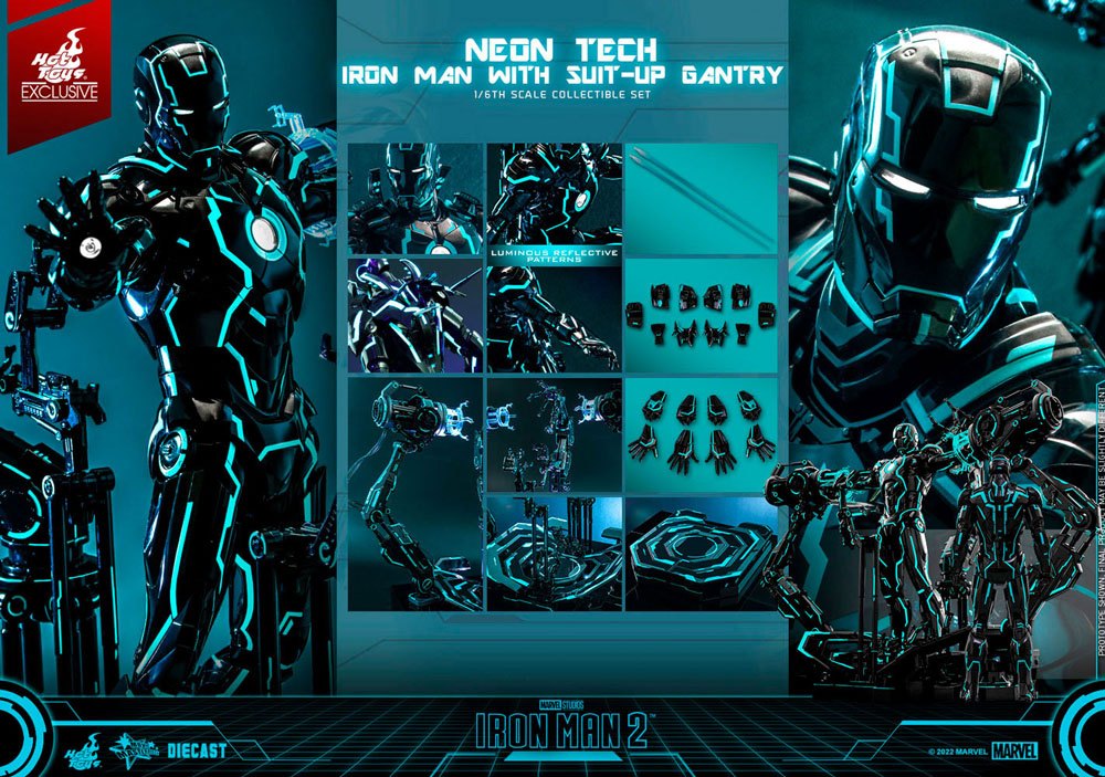 Iron Man 2 figurine 1/6 Neon Tech Iron Man with Suit-Up Gantry 32 cm - Toys Legacy Collection