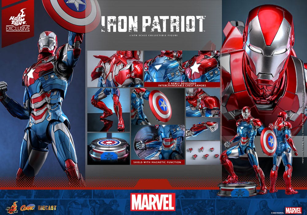 Marvel figurine Comic Masterpiece Diecast 1/6 Iron Patriot Hot Toys Exclusive 32 cm - Toys Legacy Collection