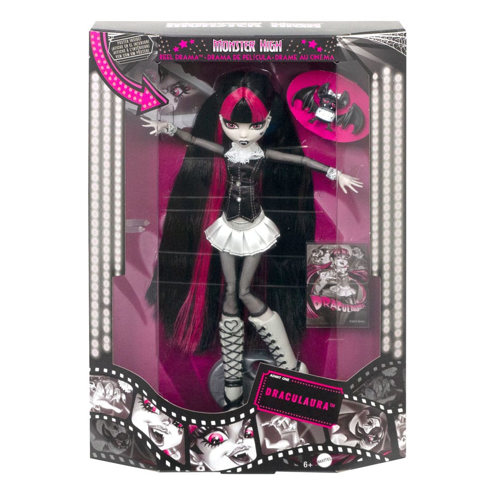 Vente flash/ Quantité limitée : Monster High poupée Reel Drama Draculaura en Noir et Blanc