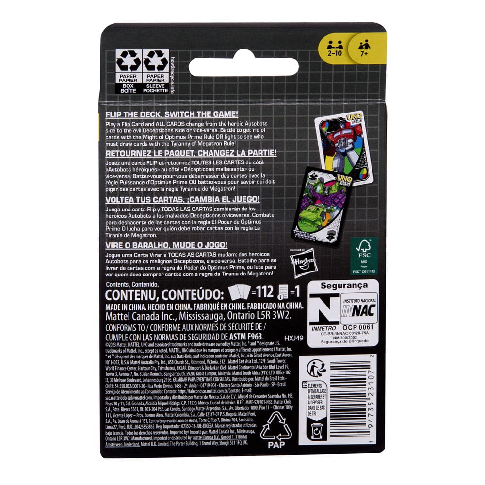 UNO Flip! version Transformers - Toys Legacy Collection