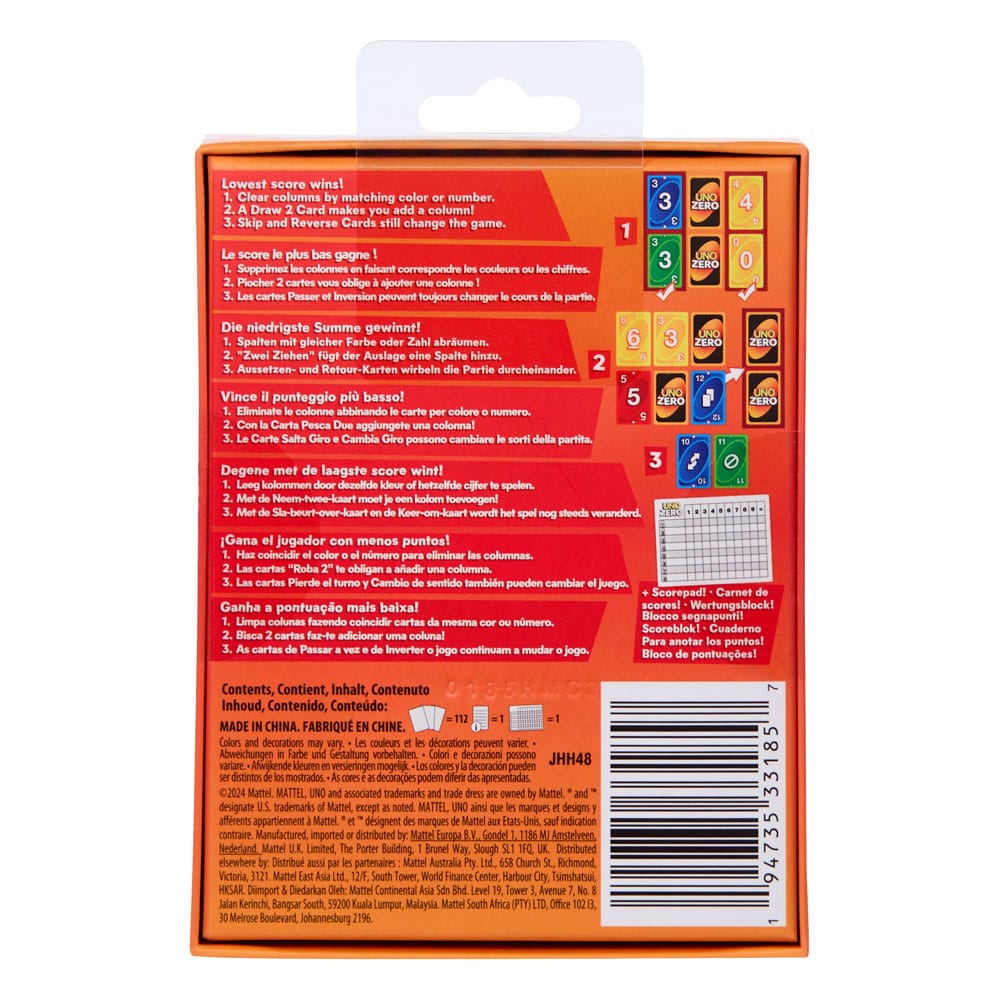 UNO Zero jeux de cartes