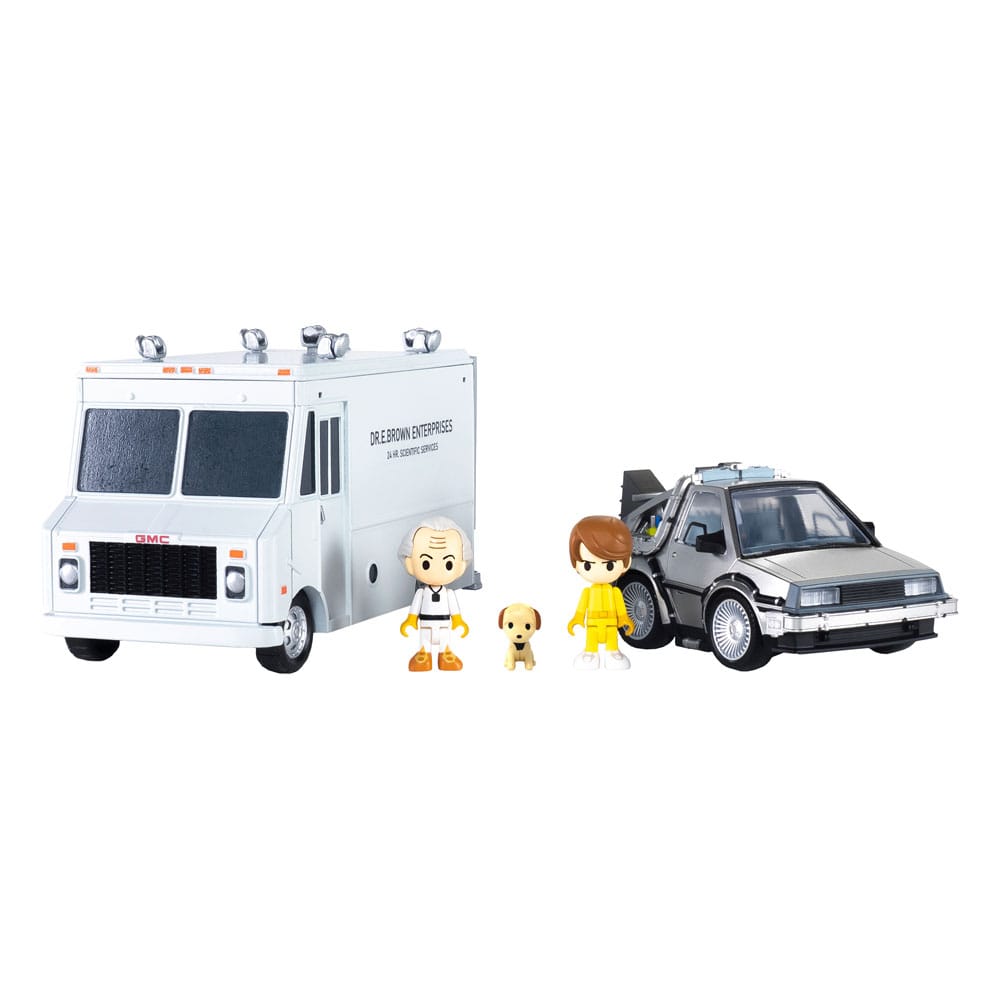 Retour vers le futur véhicules avec minifigurines Q-Village Time Machine Deluxe Set 9 cm - Toys Legacy Collection