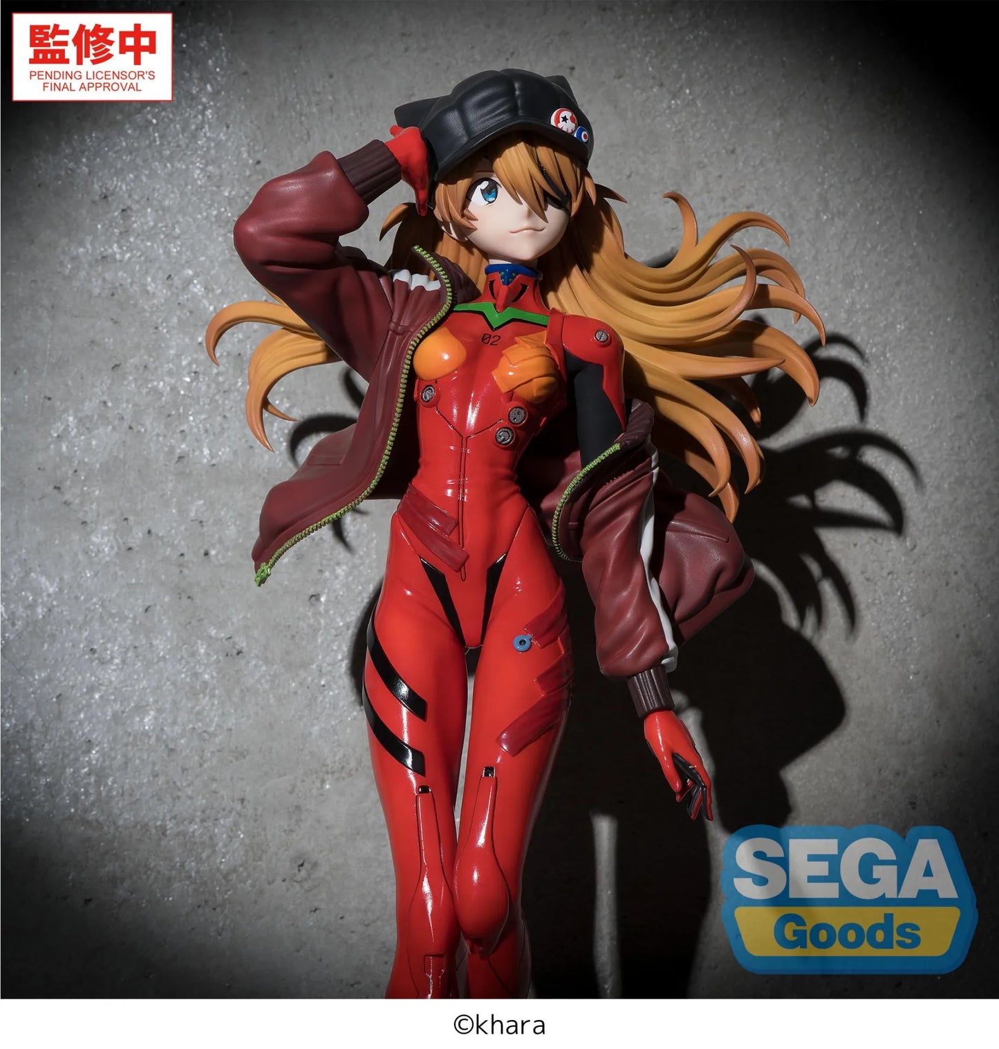Figurine Asuka Rebuild of Evangelion Sega, figurine détaillée de la personnage avec costume rouge et expression déterminée.