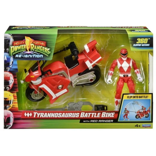 Power Rangers - Véhicule Tyranosaure avec fonction et Figurine 15 cm Rouge