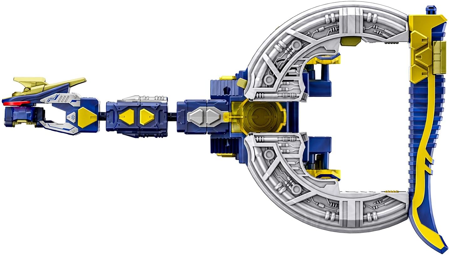 Figurine Bandai Super Space Sheriff Gabban Infinity DX Gabrion Dornado avec Emorgi Super Dimensional Gaban Infinity, détails colorés.
