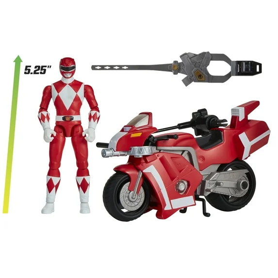 Power Rangers - Véhicule Tyranosaure avec fonction et Figurine 15 cm Rouge