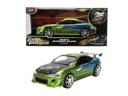 Voiture miniature Mitsubishi Fast & Furious anniversaire en métal à l'échelle 1:24, modèle Jada, vue de côté.