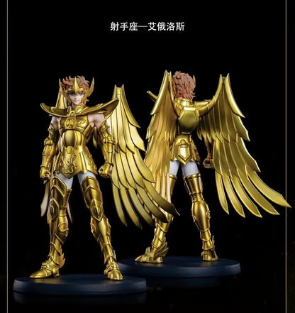 Figurine Zodiakos Saint Seiya Aiolos, chevalier du Sagittaire, en position dynamique, détails précis et couleurs vives.