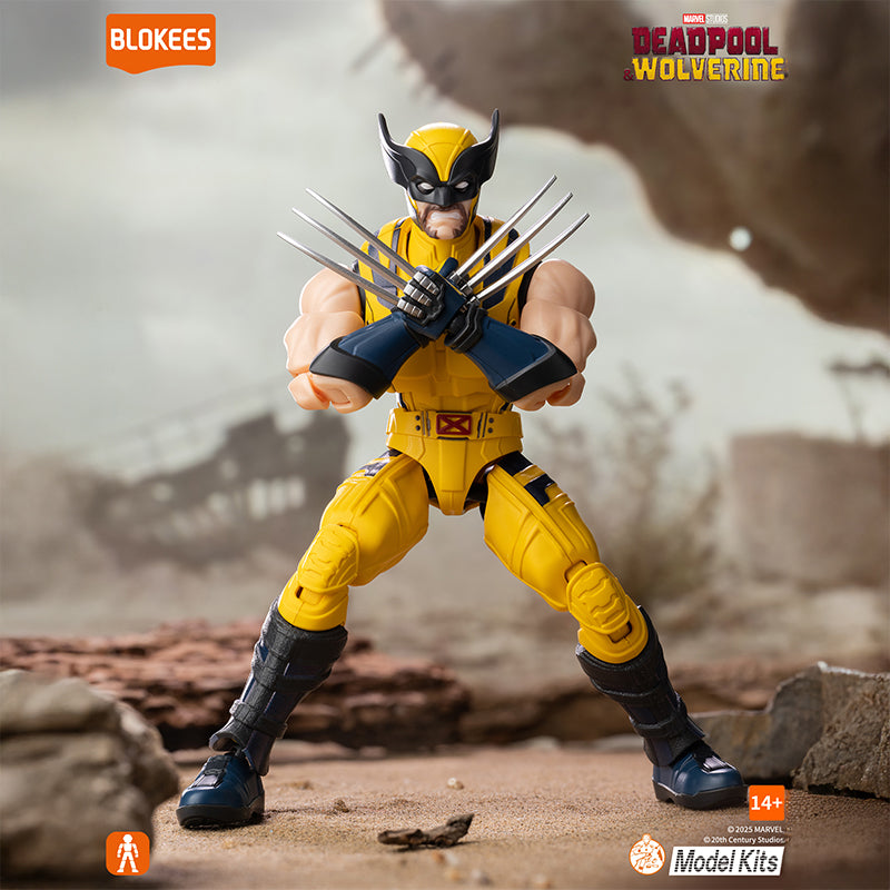 Modèle de kit Marvel Heroes Blokees Wolverine, figurine détaillée de la classe Champion avec figurines de super-héros.