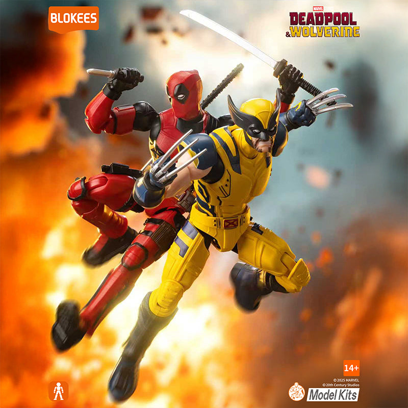 Modèle de kit Marvel Heroes Blokees Wolverine, figurine détaillée de la classe Champion, pour collection et décoration.