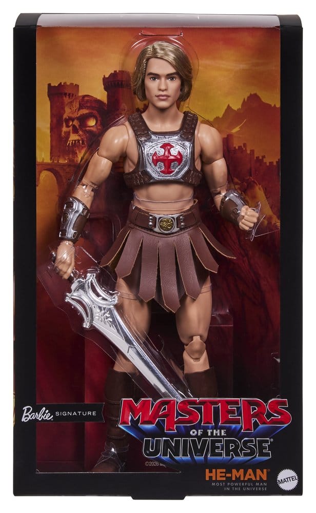 Poupée Barbie Signature He-Man de Masters of the Universe Movie 2026, 30 cm, de la marque Mattel, en costume de prince.