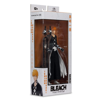 Figurine Ichigo Kurosaki en Fullbring Bankai, 18 cm, de la collection Bleach par McFarlane Toys, pose dynamique et détails précis.