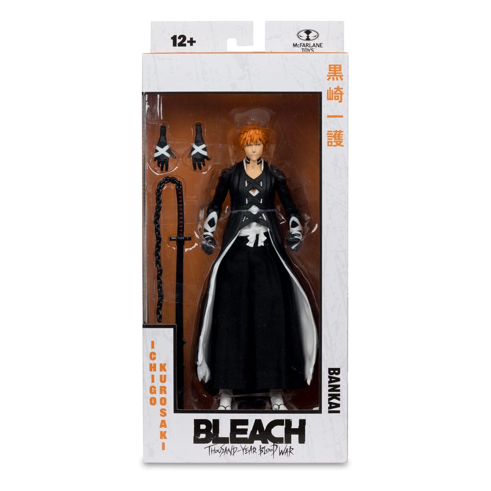 Figurine Ichigo Kurosaki Bleach Thousand-Year Blood War, McFarlane Toys, 18 cm, en pose avec son uniforme Fullbring Bankai.