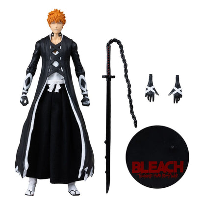 Figurine Ichigo Kurosaki Fullbring Bankai de Bleach, 18 cm, McFarlane Toys, représentant le personnage en action.