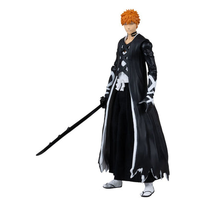 Figurine Ichigo Kurosaki Fullbring Bankai de Bleach de McFarlane Toys, 18 cm, détail précis et pose dynamique.
