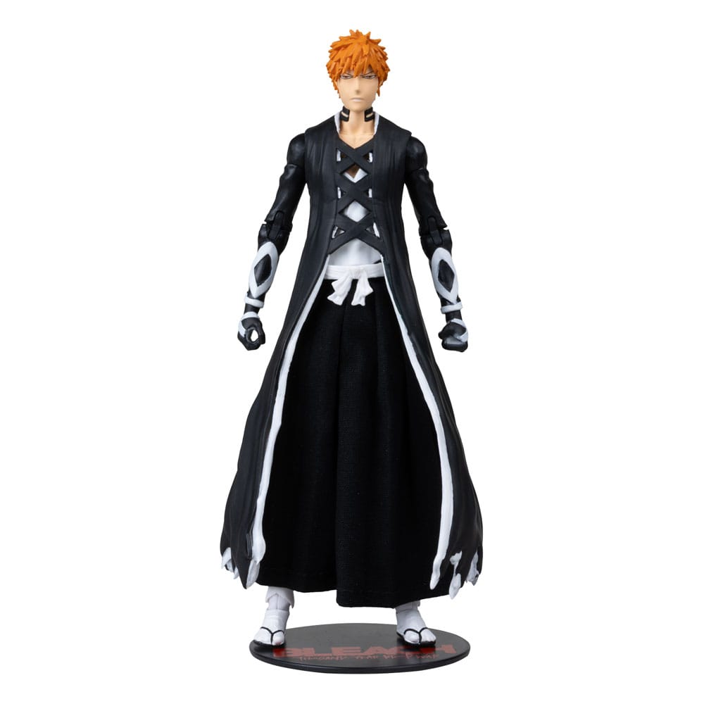 Figurine Ichigo Kurosaki en Bankai Fullbring de la série Bleach, 18 cm, marque McFarlane Toys, posée en action.