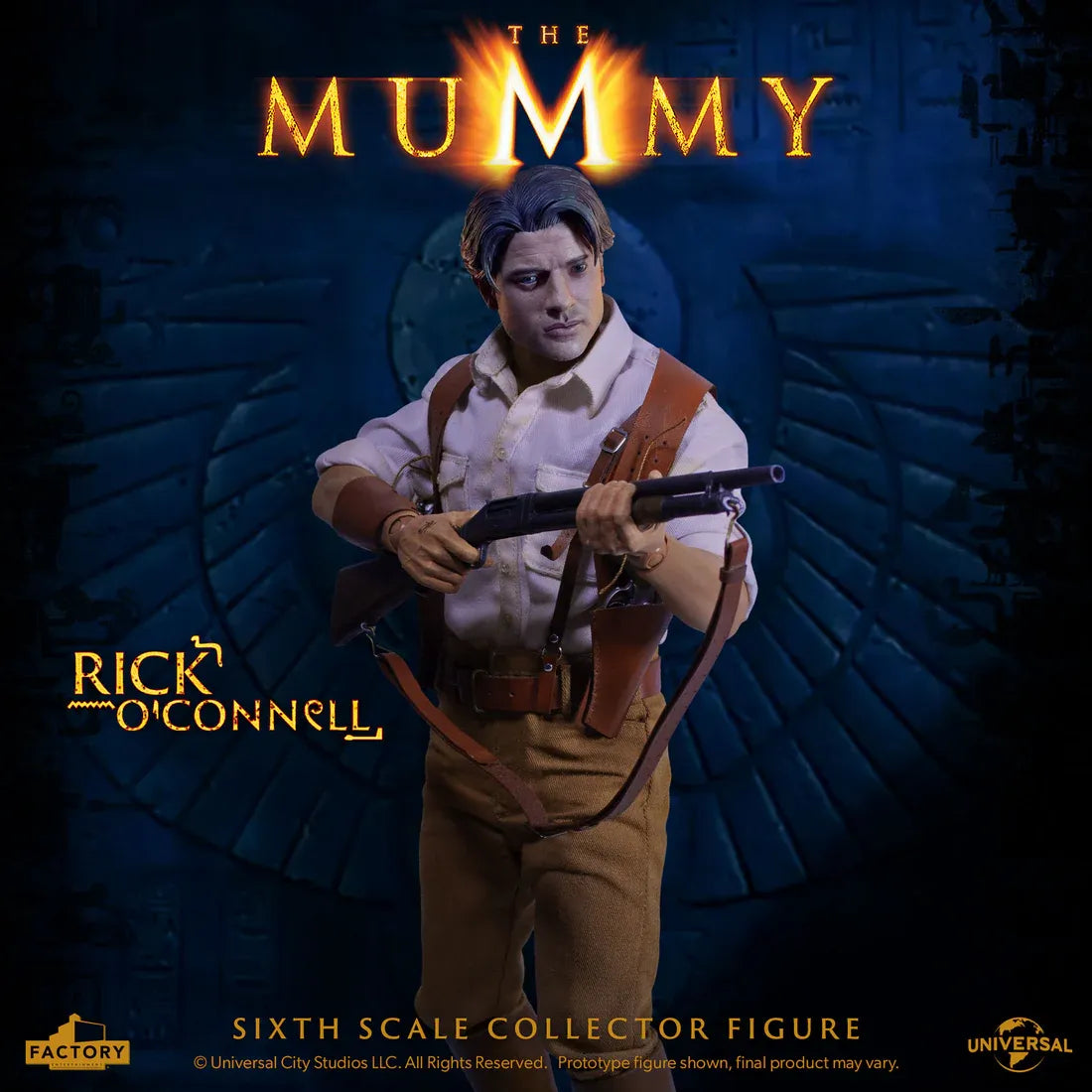 Figurine à l’échelle 1/6 de Rick O’Connell de La Momie, modèle Factory Entertainment, avec détails réalistes et accessoires.