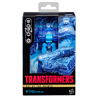 Figurine Transformers Age of the Primes Deluxe Energon Cybertread de Hasbro, robot avec détails colorés et design futuriste.