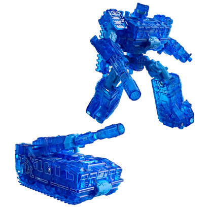 Figurine Transformers Age of the Primes Deluxe Energon Cybertread de Hasbro, robot rouge avec détails mécaniques.
