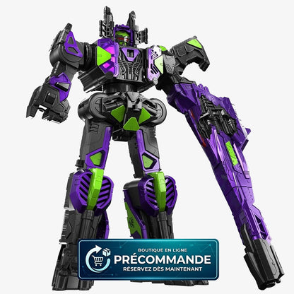 Figurine Bandai Super Space Detective Gabban Infinity DX Gabrion Saver version sombre, détail précis et posture dynamique visible.