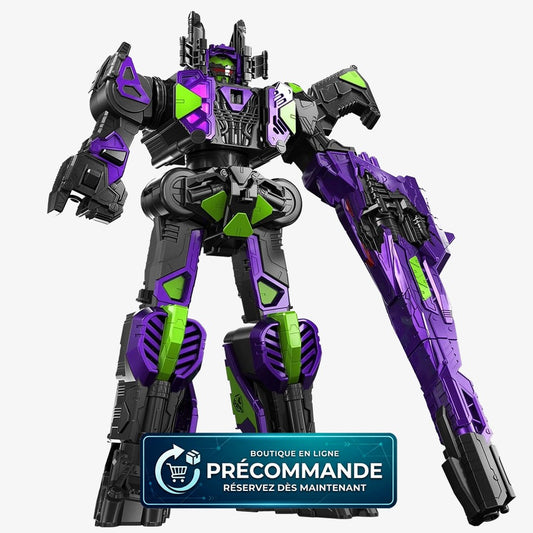 Figurine Bandai Super Space Detective Gabban Infinity DX Gabrion Saver version sombre, détail précis et posture dynamique visible.