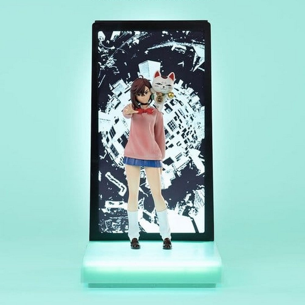 Figurine Dandadan Momo Neon de 25 cm, modèle 1/9 de la marque Tsume, représentant le personnage avec détails lumineux.