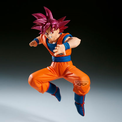 Figurine Banpresto Dragon Ball Super Son Goku Super Saiyan God, 12 cm, personnage de manga avec détails colorés et dynamique