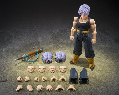 Figurine Trunks Dragon Ball Z S.H.Figuarts, version limitée Bandai Tamashii Nations, 14 cm avec base, vue en détail
