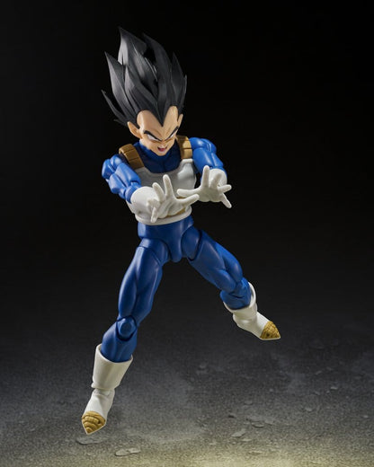 Figurine Dragon Ball Z S.H.Figuarts Vegeta de 14 cm, personnage de la série animé, fabriquée par Bandai Tamashii Nation.