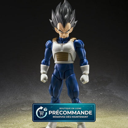 Figurine Dragon Ball Z S.H.Figuarts Vegeta de 14 cm de Bandai Tamashii Nation, détail précis et pose dynamique.