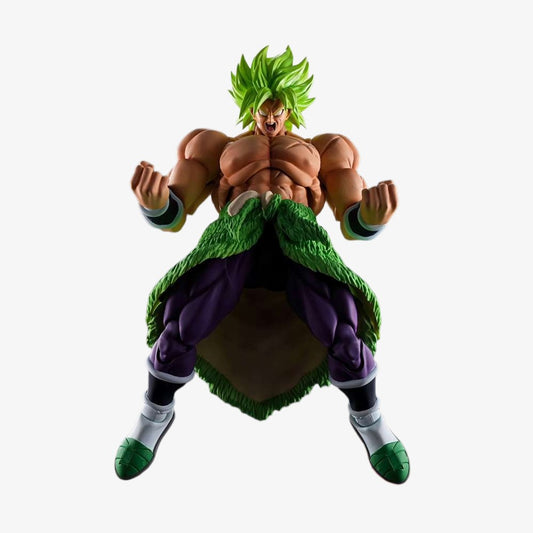 Figurine articulée Broly Super Saiyan de Dragon Ball Z, S.H.Figuarts Bandai Tamashii Nations, 22 cm, en pose dynamique.