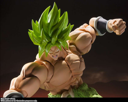 Figurine articulée Broly Super Saiyan de Dragon Ball Z, S.H.Figuarts Bandai Tamashii Nations, 22cm, pose dynamique.