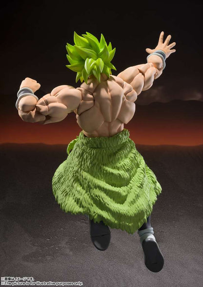 Figurine articulée Broly Super Saiyan de Dragon Ball Z, S.H.Figuarts, Bandai Tamashii Nations, 22cm, vue de face avec détails colorés