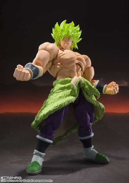 Figurine articulée Broly Super Saiyan de Dragon Ball Z, S.H.Figuarts, Bandai Tamashii Nations, 22cm, pose dynamique.