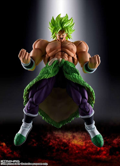 Figurine articulée Broly Super Saiyan de Dragon Ball Z, modèle S.H.Figuarts de Bandai Tamashii Nations, 22 cm, pose dynamique.