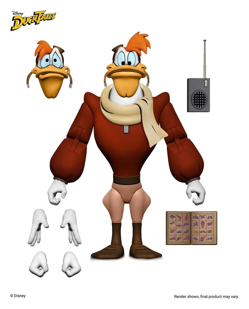 Figurine Neca de Launchpad McQuack de DuckTales : la bande à Picsou, 18 cm, vue de face avec détails colorés